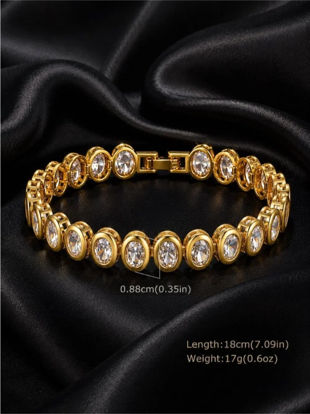 Gold plated Crystal Tennis Bracelet - Elegant Women Jewelry